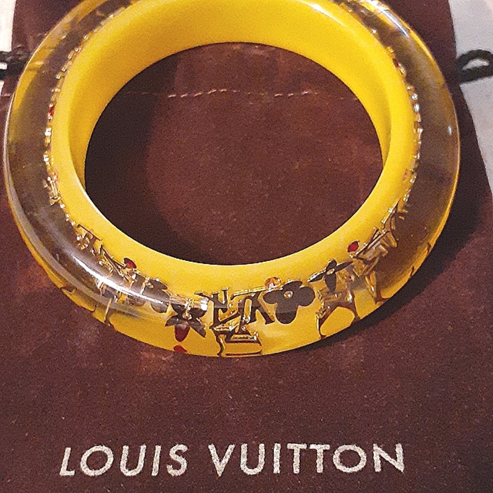 LOUIS VUITTON VINTAGE INCLUSION BANGLE AUTHENTIC WIDE EUC